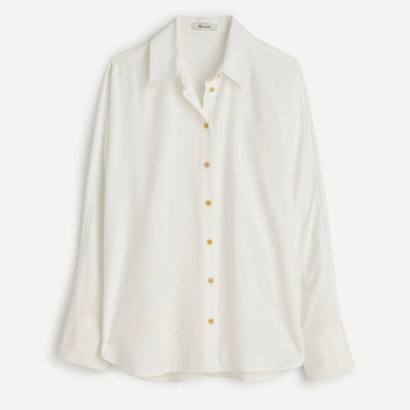 Madewell NT777 White Relaxed Dolman Button-Up Shirt NWT size xxs - Picture 6 of 10